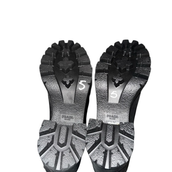 Prada Black Nylon And Leather Cap Toe Ankle Boots EU 41 -US 11 - Picture 5 of 10